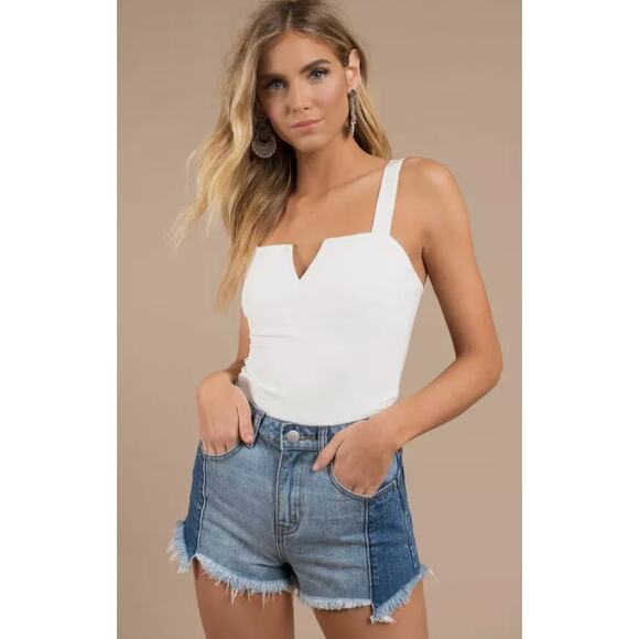 Free People Bodysuit Women X Small White Pippa V Wire Square Top - Picture 1 of 11